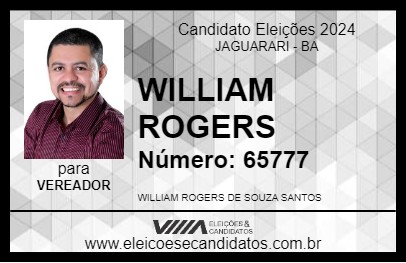 Candidato WILLIAM ROGERS 2024 - JAGUARARI - Eleições