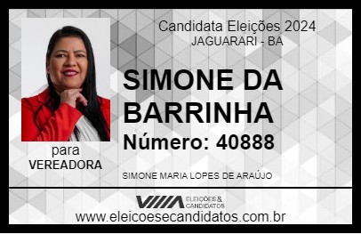 Candidato SIMONE DA BARRINHA 2024 - JAGUARARI - Eleições