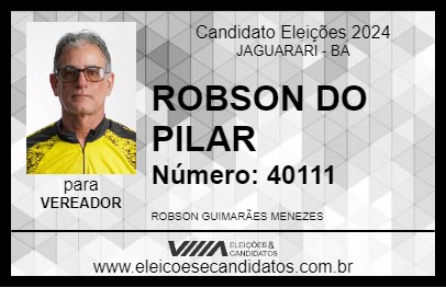 Candidato ROBSON DO PILAR 2024 - JAGUARARI - Eleições