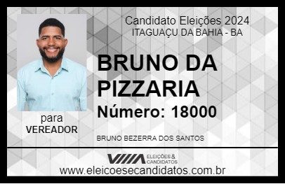 Candidato BRUNO DA PIZZARIA 2024 - ITAGUAÇU DA BAHIA - Eleições