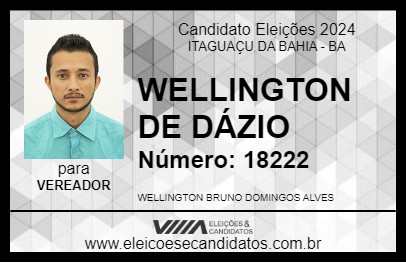 Candidato WELLINGTON DE DÁZIO 2024 - ITAGUAÇU DA BAHIA - Eleições