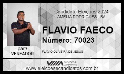 Candidato FLAVIO FAECO 2024 - AMÉLIA RODRIGUES - Eleições