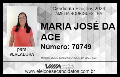 Candidato MARIA JOSÉ DA ACE 2024 - AMÉLIA RODRIGUES - Eleições