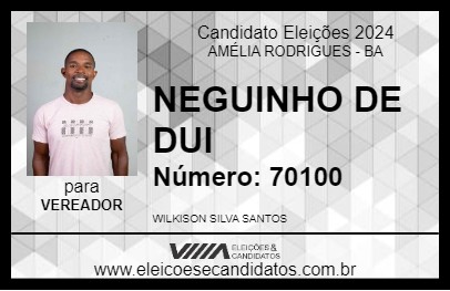 Candidato NEGUINHO DE DUI 2024 - AMÉLIA RODRIGUES - Eleições