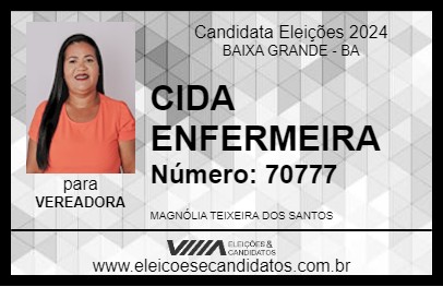 Candidato CIDA ENFERMEIRA 2024 - BAIXA GRANDE - Eleições