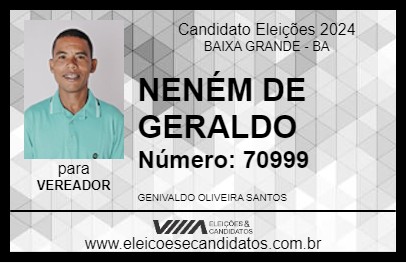 Candidato NENÉM DE GERALDO 2024 - BAIXA GRANDE - Eleições