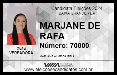 Candidato MARJANE DE RAFA 2024 - BAIXA GRANDE - Eleições