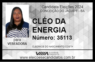 Candidato CLÉO DA ENERGIA 2024 - CONCEIÇÃO DO JACUÍPE - Eleições