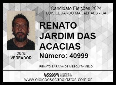 Candidato RENATO JARDIM DAS ACACIAS 2024 - LUÍS EDUARDO MAGALHÃES - Eleições