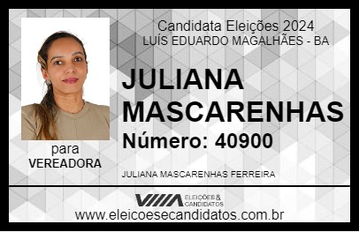 Candidato JULIANA MASCARENHAS 2024 - LUÍS EDUARDO MAGALHÃES - Eleições