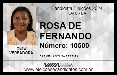 Candidato ROSA DE FERNANDO 2024 - CATU - Eleições