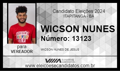 Candidato WICSON NUNES 2024 - ITAPITANGA - Eleições