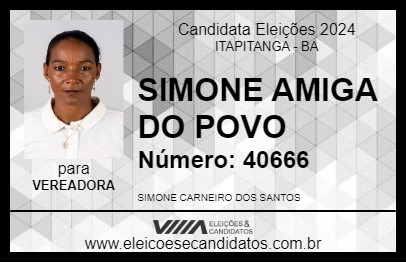 Candidato SIMONE AMIGA DO POVO 2024 - ITAPITANGA - Eleições