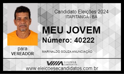 Candidato MEU JOVEM 2024 - ITAPITANGA - Eleições