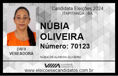 Candidato NÚBIA OLIVEIRA 2024 - ITAPITANGA - Eleições