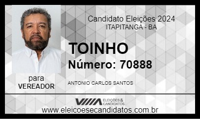 Candidato TOINHO 2024 - ITAPITANGA - Eleições