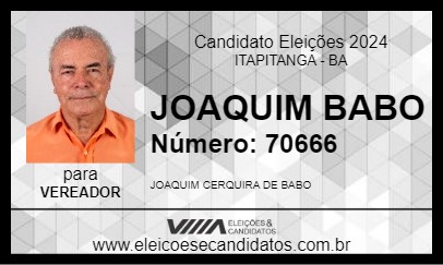 Candidato JOAQUIM BABO 2024 - ITAPITANGA - Eleições