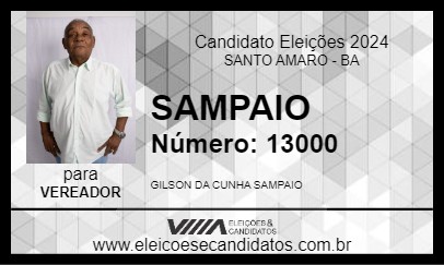 Candidato SAMPAIO 2024 - SANTO AMARO - Eleições