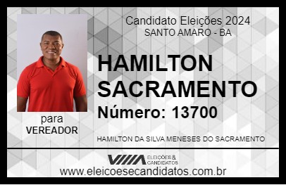 Candidato HAMILTON SACRAMENTO 2024 - SANTO AMARO - Eleições