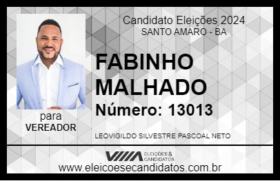 Candidato FABINHO MALHADO 2024 - SANTO AMARO - Eleições