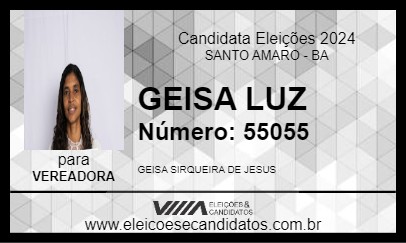 Candidato GEISA LUZ 2024 - SANTO AMARO - Eleições