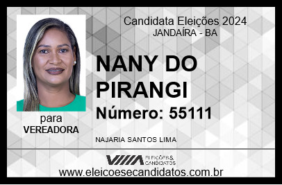 Candidato NANY DO PIRANGI 2024 - JANDAÍRA - Eleições