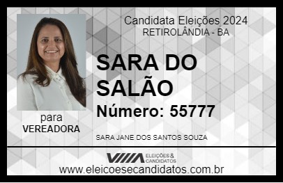 Candidato SARA DO SALÃO 2024 - RETIROLÂNDIA - Eleições