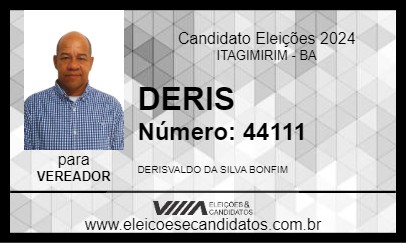 Candidato DERIS 2024 - ITAGIMIRIM - Eleições