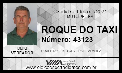 Candidato ROQUE DO TAXI 2024 - MUTUÍPE - Eleições