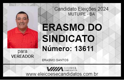 Candidato ERASMO DO SINDICATO 2024 - MUTUÍPE - Eleições