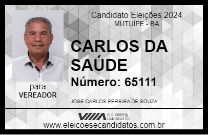 Candidato CARLOS DA SAÚDE 2024 - MUTUÍPE - Eleições