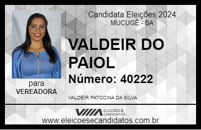 Candidato VALDEIR DO PAIOL 2024 - MUCUGÊ - Eleições