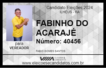 Candidato FABINHO DO ACARAJÉ 2024 - ILHÉUS - Eleições