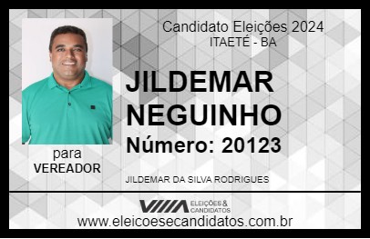 Candidato JILDEMAR NEGUINHO 2024 - ITAETÉ - Eleições