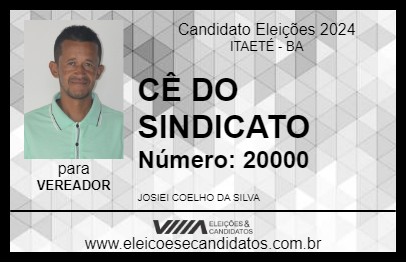 Candidato CÊ DO SINDICATO 2024 - ITAETÉ - Eleições