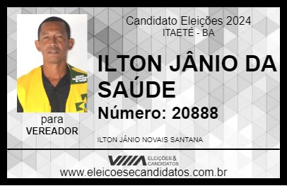 Candidato ILTON JÂNIO DA SAÚDE 2024 - ITAETÉ - Eleições