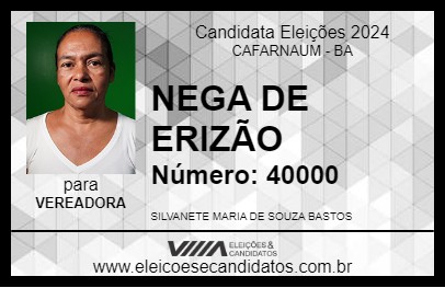 Candidato NEGA DE ERIZÃO 2024 - CAFARNAUM - Eleições