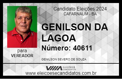 Candidato GENILSON DA LAGOA 2024 - CAFARNAUM - Eleições