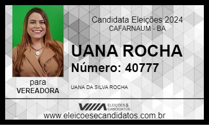 Candidato UANA ROCHA 2024 - CAFARNAUM - Eleições