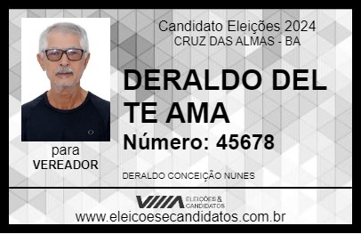 Candidato DERALDO DEL TE AMA 2024 - CRUZ DAS ALMAS - Eleições