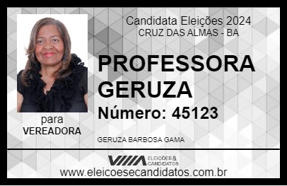 Candidato PROFESSORA GERUZA 2024 - CRUZ DAS ALMAS - Eleições