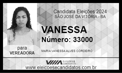 Candidato VANESSA 2024 - SÃO JOSÉ DA VITÓRIA - Eleições