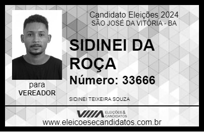 Candidato SIDINEI DA ROÇA 2024 - SÃO JOSÉ DA VITÓRIA - Eleições