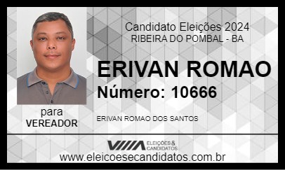 Candidato ERIVAN ROMAO 2024 - RIBEIRA DO POMBAL - Eleições