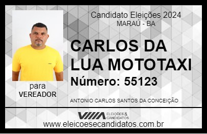 Candidato CARLOS DA LUA MOTOTAXI 2024 - MARAÚ - Eleições