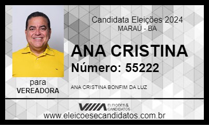 Candidato CRISTINA DE TAIPU DE DENTRO 2024 - MARAÚ - Eleições