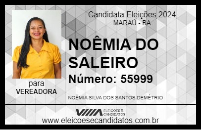 Candidato NOÊMIA DO SALEIRO 2024 - MARAÚ - Eleições