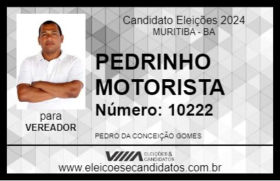 Candidato PEDRINHO MOTORISTA 2024 - MURITIBA - Eleições