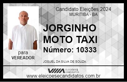 Candidato JORGINHO MOTO TAXI 2024 - MURITIBA - Eleições