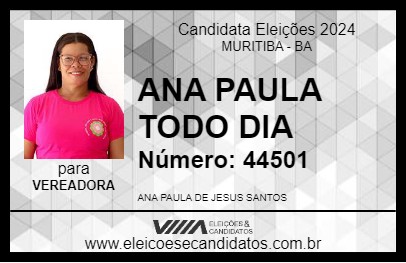 Candidato ANA PAULA TODO DIA 2024 - MURITIBA - Eleições